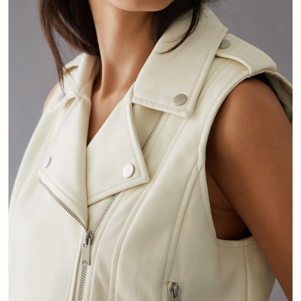 Anthropologie Cropped Moto Vest - ivory - Picture 3 of 7